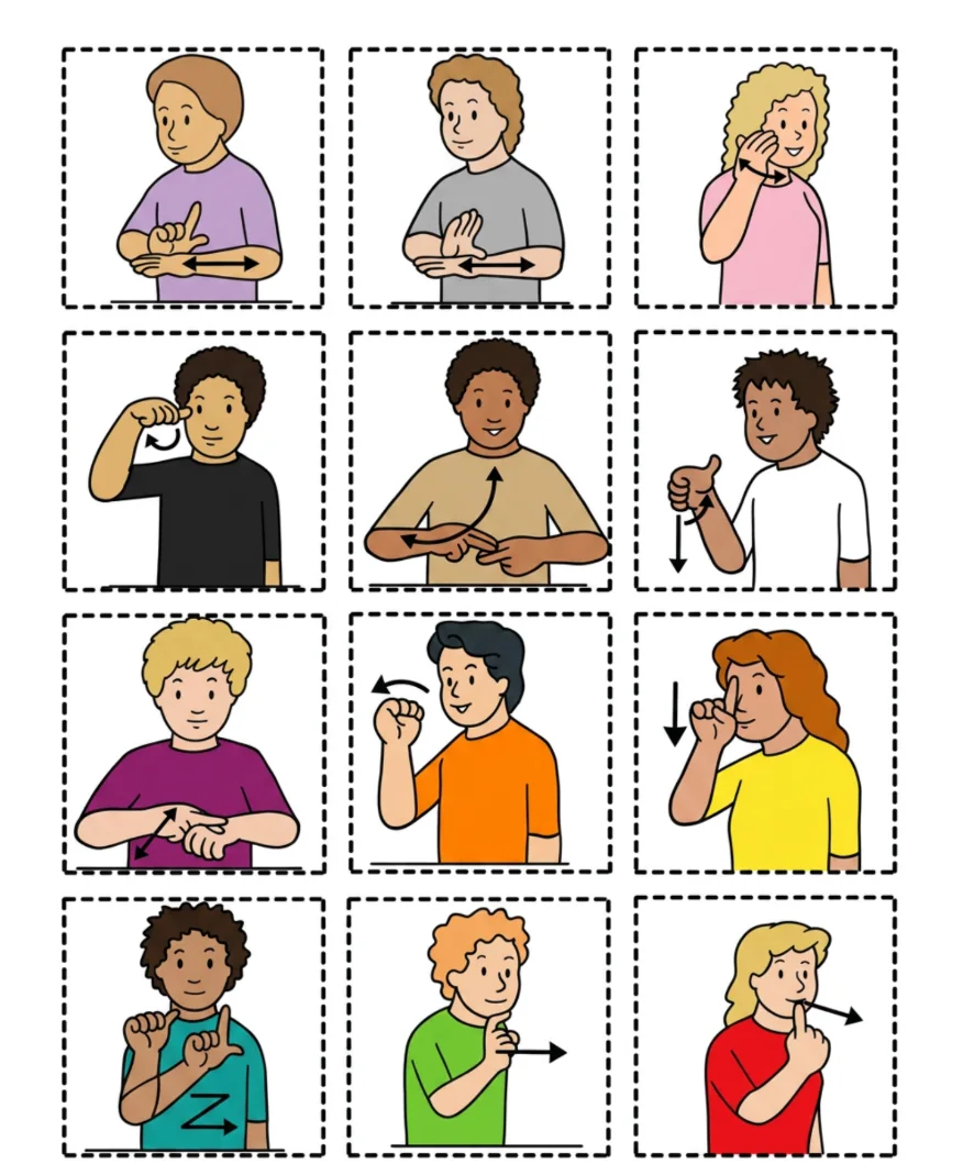 Cards de atividades e desafios em Libras
