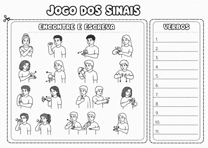 Folha de atividades Jogo dos Sinais